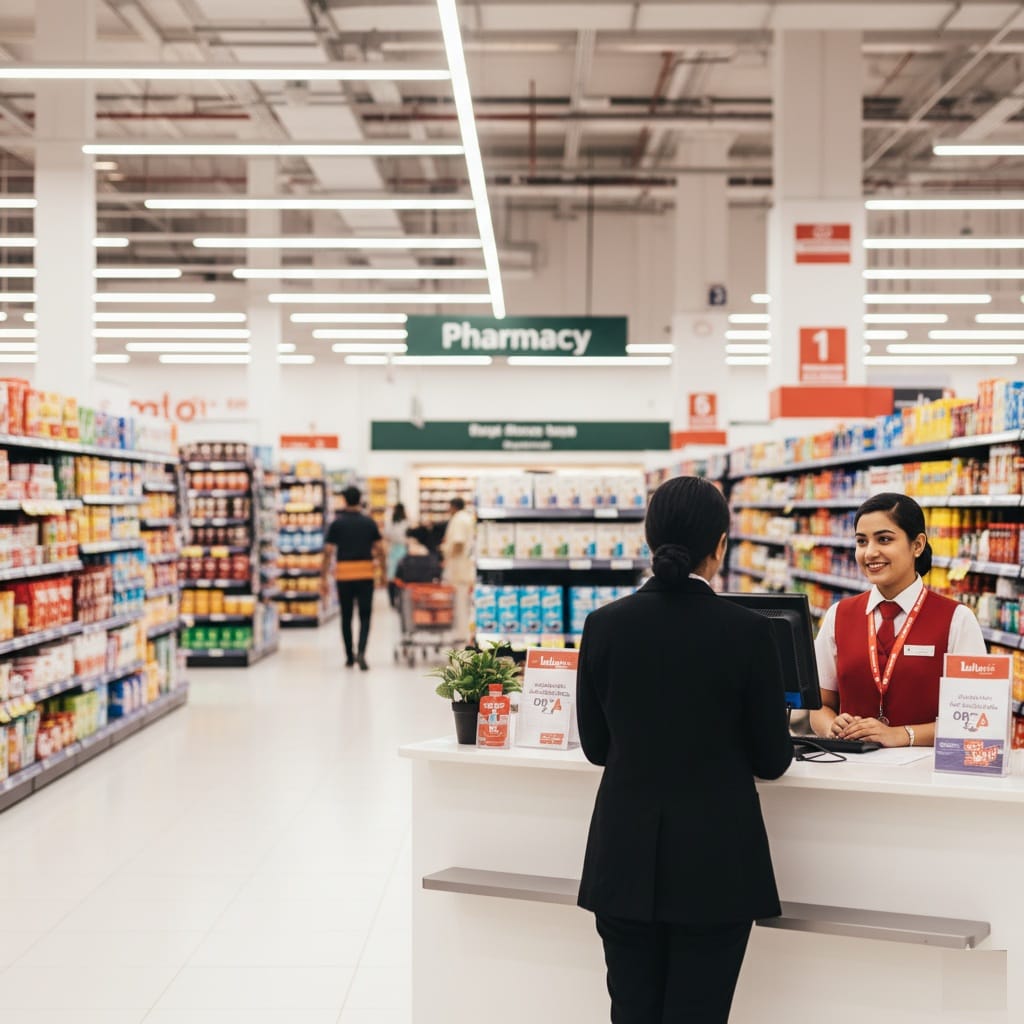 Lulu Hypermarket customer service counter in Abu Dhabi