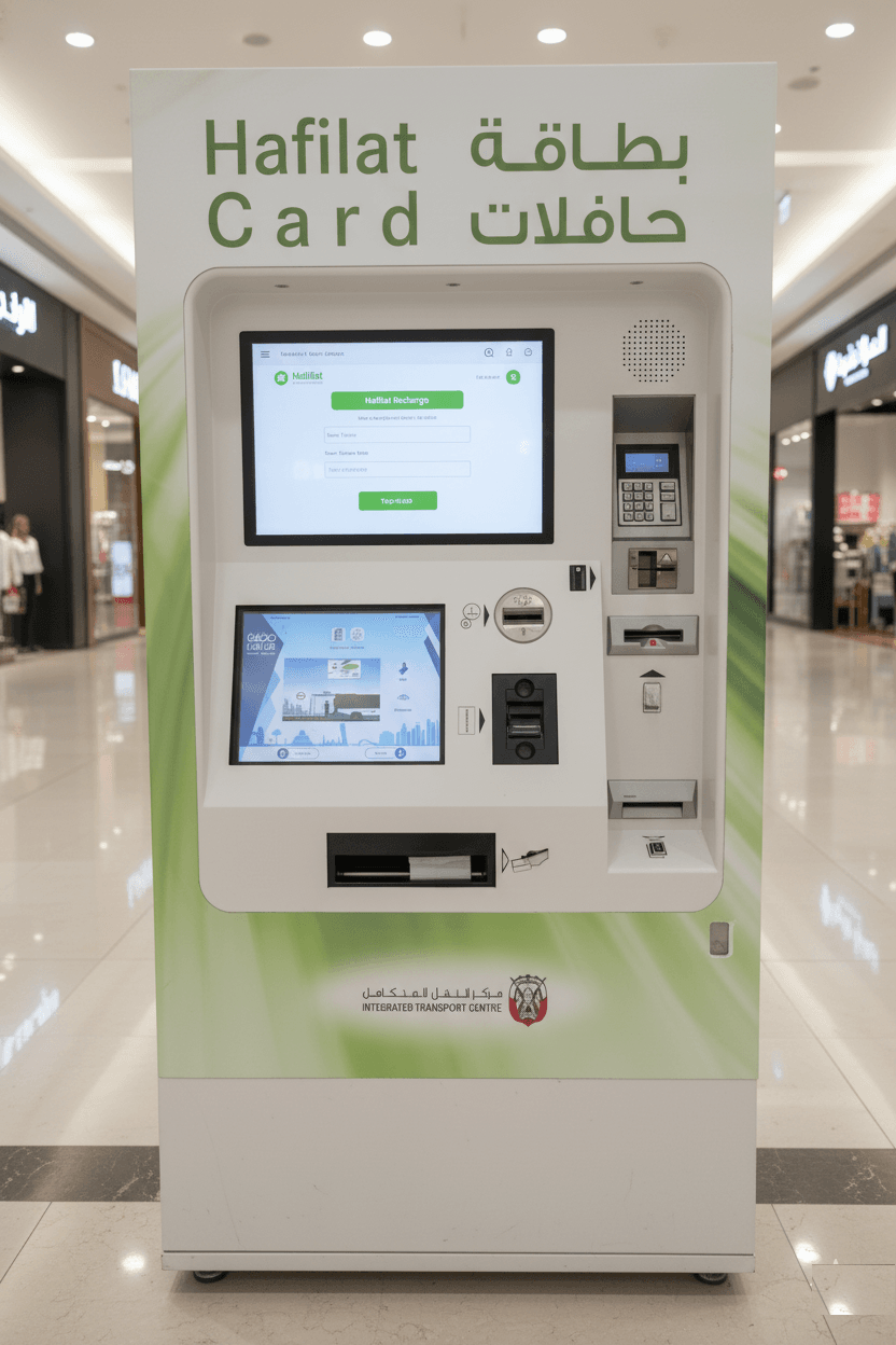 Modern Hafilat ticket vending machine in Abu Dhabi